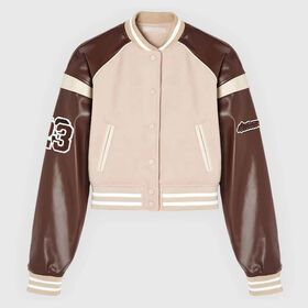 Customised Fashion Crop Top Baseball Coat Loose Casual Letterman Men`s Patch Polyester Cropped Varsity Jacket