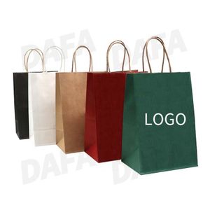 low price custom paper bag with handle brown paper bags with your own logo ptint for gift shopping restaurant take away bag