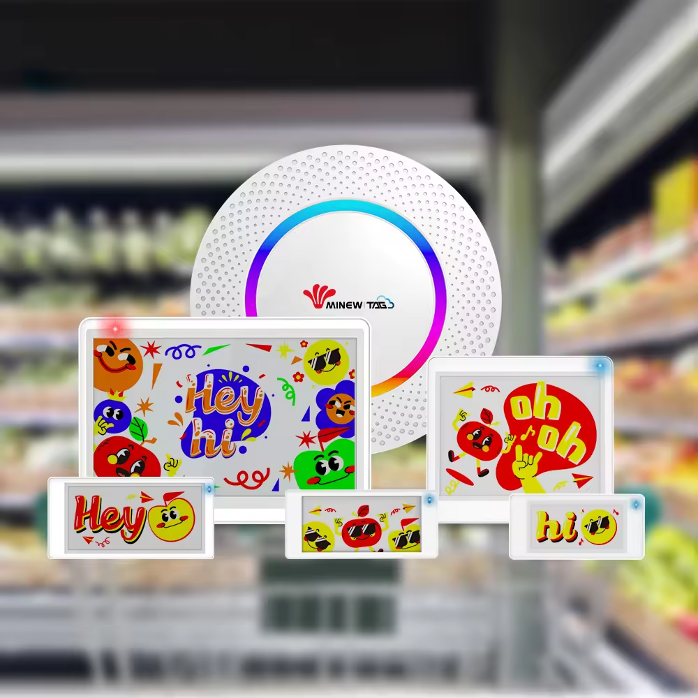 Shenzhen Minew Technologies Co., Ltd. Minew Colorful BLE 5.0 ESL Demo Kit Cloud System Web APP Digital Price Tag Eink Electronic Shelf Label Smart Sign Can On-premise