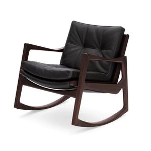 Solid wood rocking chair  sofa chair Italian minimalist leather leisure chair for living room Home balcony