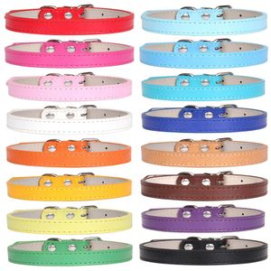 PU Leather Dog Collars High Quality Cheap Price 16 Colors Available Small Size Breakaway Feature Animal Print Lights Pets