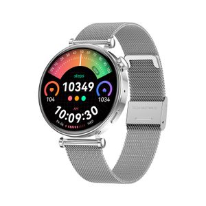 Women's IP68 Waterproof GPS Smartwatch Heart-Shaped OLED LCD Display Steel Band Heart Rate Alarm SOS NFC Features Supports