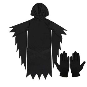 Kid Adult Halloween Horror Movie Full Set Black Face Costume Child With EVA Mask Gloves HORR-006