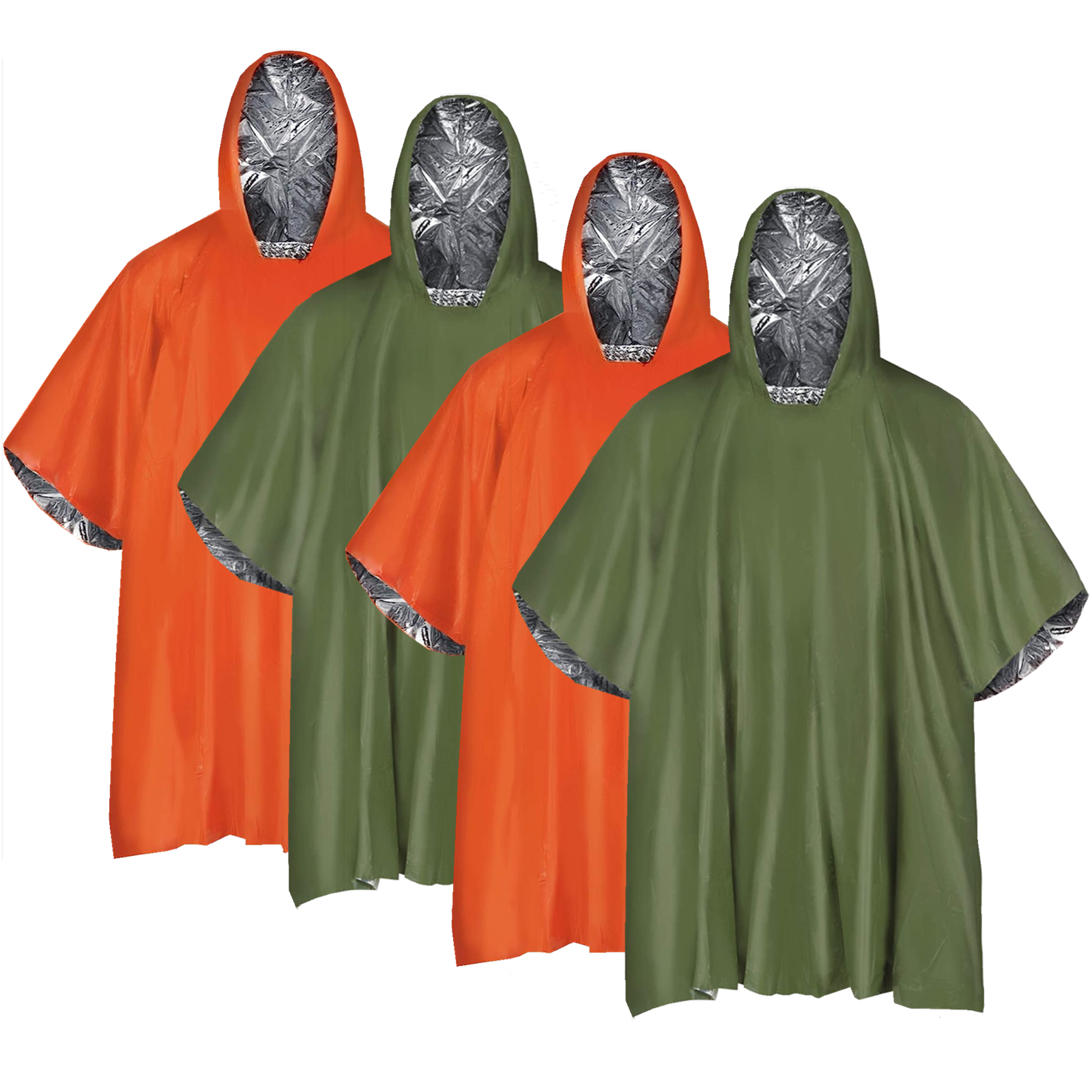 Wuhan Ruiqian Network Technology Co., Ltd. 2/4pcs Thermal Mylar Space Emergency Blanket Poncho Keeps Your Gear Dry And Warm Raincoat Survival Equipment For Camping