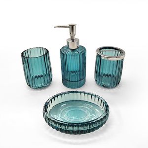 SYL Western Sublimation Bathroom Accessories clear green glass with 4 Piece transparent Resin