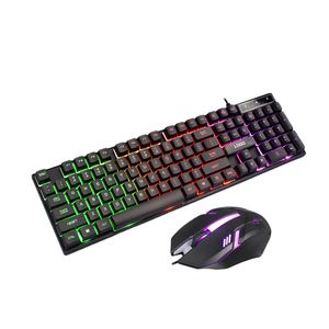 Wholesale Wired Ergonomics set Color backlit LED fashion light peripheral Internet cafe computer gaming keyboard and mouse