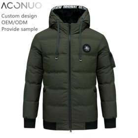 YAJIANUO OEM Custom Men's Down Cotton Jackets Short Style Winter Hooded Coat Men Waterproof Zip Puffer Jacket