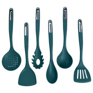 Home and kitchen gadget 6pcs silicone kitchen utensils set of slotted spoon ladle slotted turner with comfortable handle