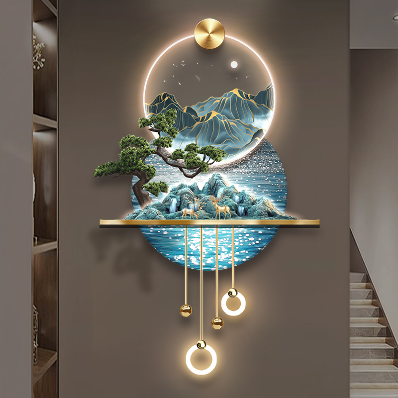 LED luminous mural 3D decorative wall art luxury home metal lamp acrylic painting Home decor can add acrylic diamonds