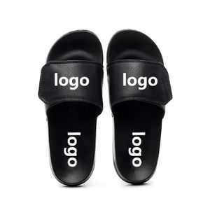 Custom Pool Sliders For Man Adjustable Strap Velcro PU Microfiber Leather Upper Slide Slippers Wholesale Designer Sandal