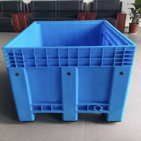 stackable 1200x1000x760 mm Heavy-Duty reusable durable Storage Container Rigid Plastic Solid Side Pallet Tote Box