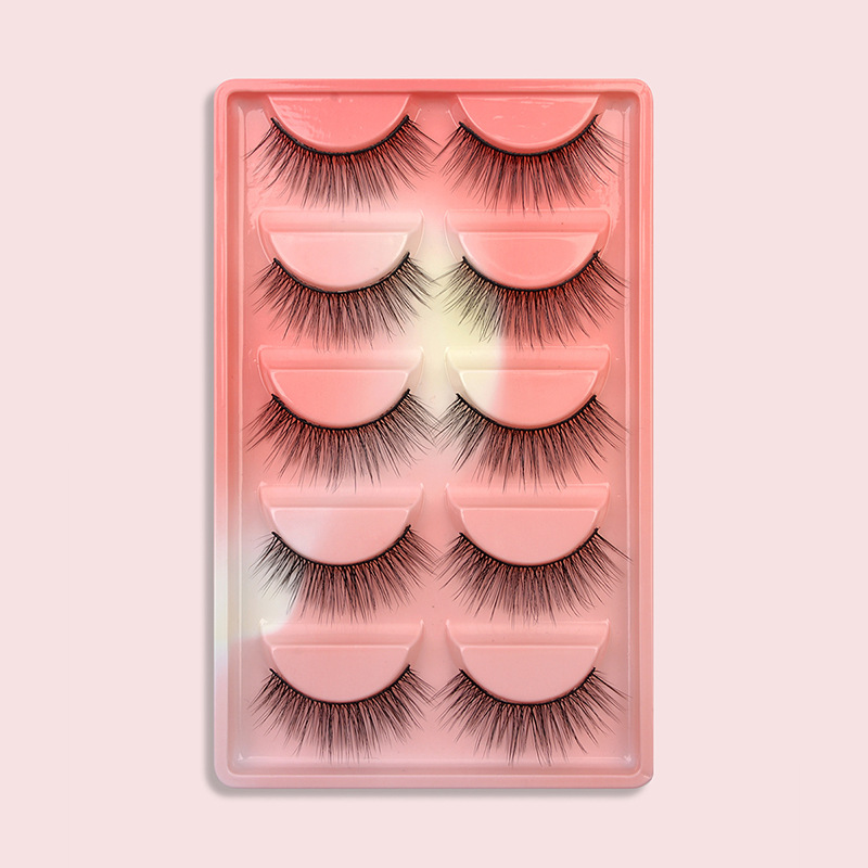 Jiangxi Ruilix Medical Technology Group Co., Ltd. Amazen Hot Sale 5 Pairs of Natural Simulation Eyelashes Long Thick Black Stem Color Base Eyelashes Made Fur Boxed Model Number
