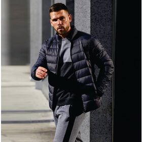Custom Brand 100% Polyester Lightweight Quilted Full Zip  Cuffs Grey Mens Packaway Puffer Jacket