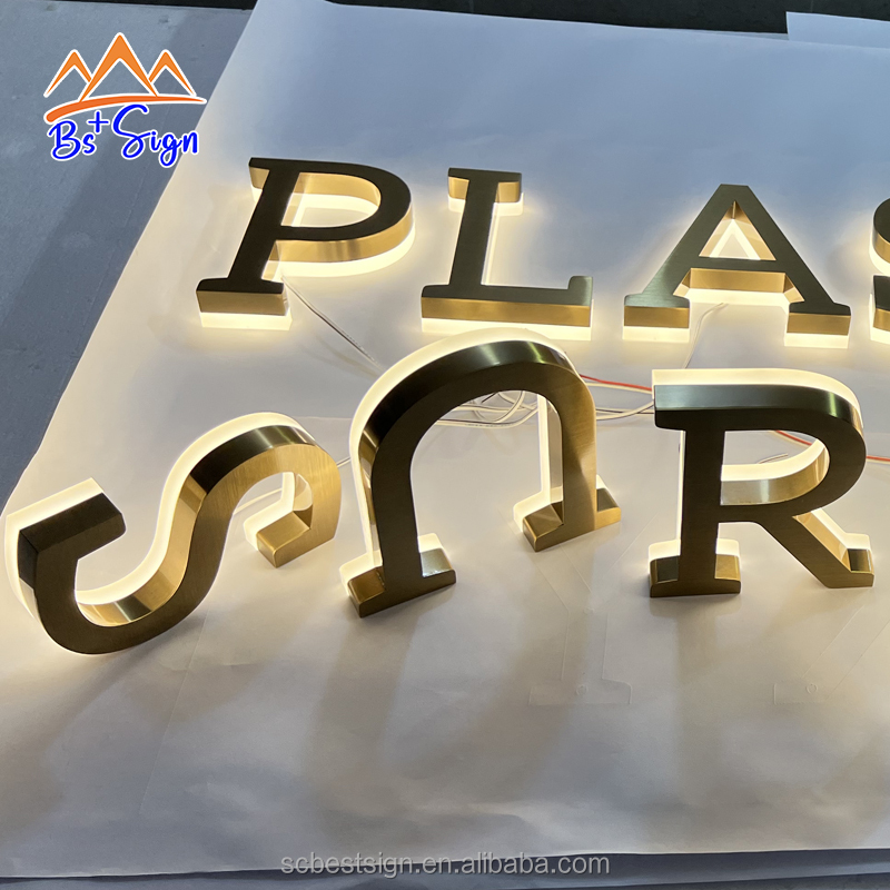 Sichuan Best Sign Manufacturing Co., Ltd. Factory Custom Illuminated Gold Channel Letters Shop LED Light Name Sign LED Backlit Business Advertising Letter