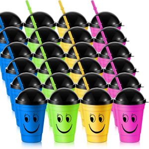 Hot Selling Factory Wholesale Custom Printed Tumbler Smile Plastic Cup with Straw and Lid