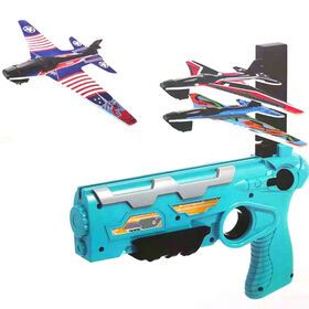 Ejection foam airplane toy launcher toy airplane glider flight plastic gun outdoor games children toys
