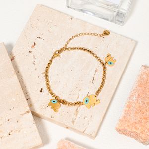 Wholesale Fashion jewelry elephant shape adjustable Turkish Charm Bracelet 18k Gold Plated Stainless Steel Bracelets for women