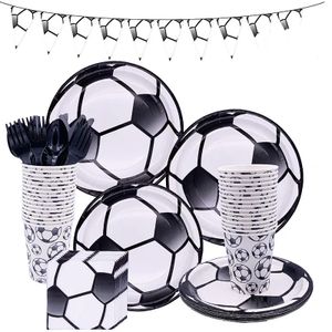 Soccer Birthday Party Disposable Tableware Set Football Paper Plate Cup and Napkin for Boy Happy Soccer Birthday Party Supplies