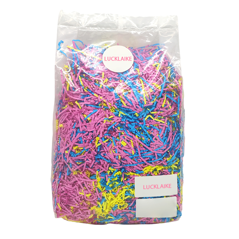 Dongguan Like Design And Packaging Co., Ltd. Recycled Packaging Kraft Packing Filler Glitter For Gift Box Hamper Filler Shredded Paper Colorful Shredded Crinkle Lafite Paper