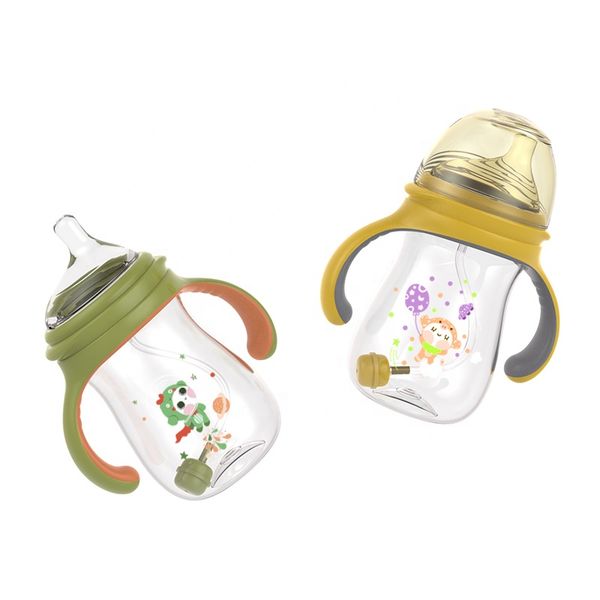 Wholesale OEM Factory 8OZ 240ML baby water bottle new born baby training cup with straw Tritan baby bottle with nipple