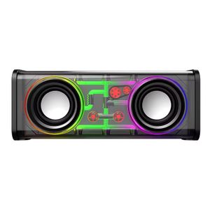 V8 Transparent BT Speakers RGB Light Wireless Outdoor Sports BT Audio TWS Subwoofer Speaker-Black