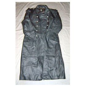 high quality customized Leather fur type great coat field grey wool jacket OEM long coat in black color filling material
