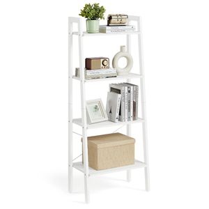 VASAGLE Simple Industrial Style 4-Tier Ladder Shelf Freestanding Open Small Space BookShelf Narrow Tall Bookcase