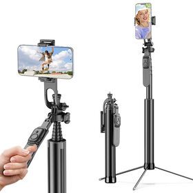 C11 balanced and stable shooting multifunctional 360-degree rotatable metal tripod selfie stick with light support phone Camer