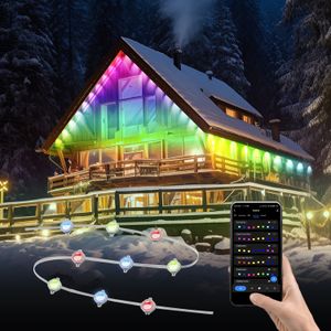 IP65 waterproof Tuya wifi Bluetooth remote control 50ft 100ft outdoor RGB smart eave string lights any DIY dynamic scene