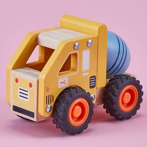 wooden concrete mixer toy  city services vehicle solid wood toy pretend house play toy gift boy educational imitate Inertia car
