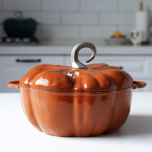 Wholesale Non-Stick Coating Color Enameled Pumpkin Casserole Dutch Oven Cast Iron Stew Bread Saucepan Pot with Lid
