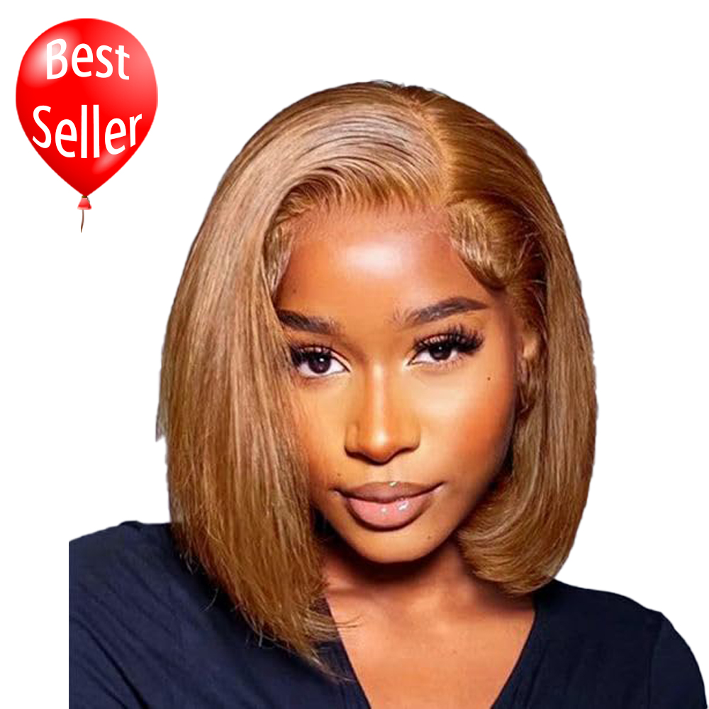 Xuchang Dawn Crafts Co., Ltd. 180 Density Brazilian Chocolate Brown Straight Bob Wig With Lace Front Human Hair Virgin Full Frontal Wig For Women