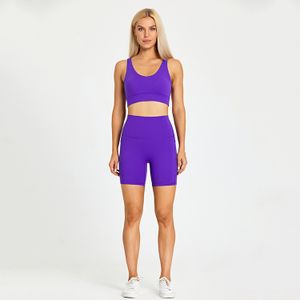 High Quality Yoga Bra And High Waist Shorts Yoga Biker Set