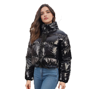 Hot Sales Designer Ladies padded winter bubble coat clothes custom warm pu puffer jacket for women