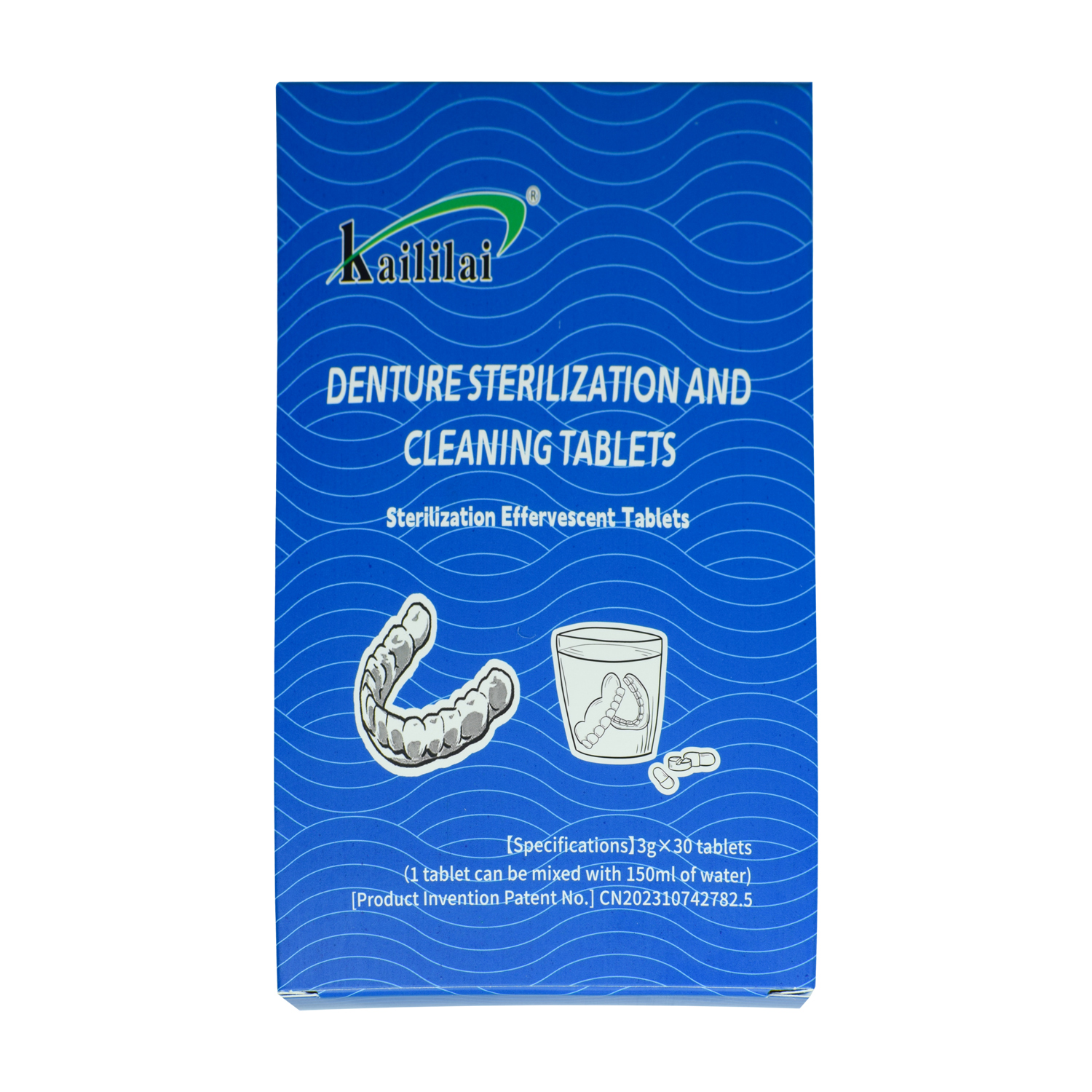 Antibacterial 30-Packs Effervescent Denture Cleaning Tablets Natural Stain Removal for Tooth Retainer Calibration