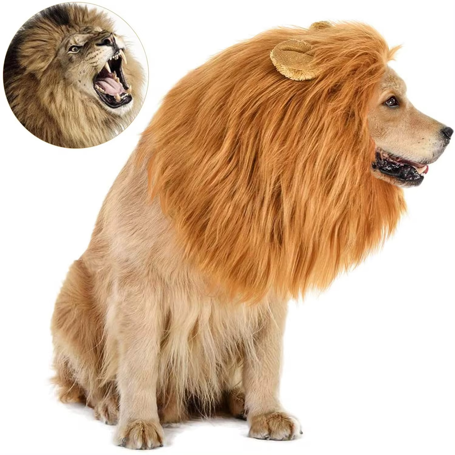 Funny Dogee Cosplay Lion Wig Polyester Hair Headgear Costume for Dogs and Cats for Halloween Summer Winter Spring