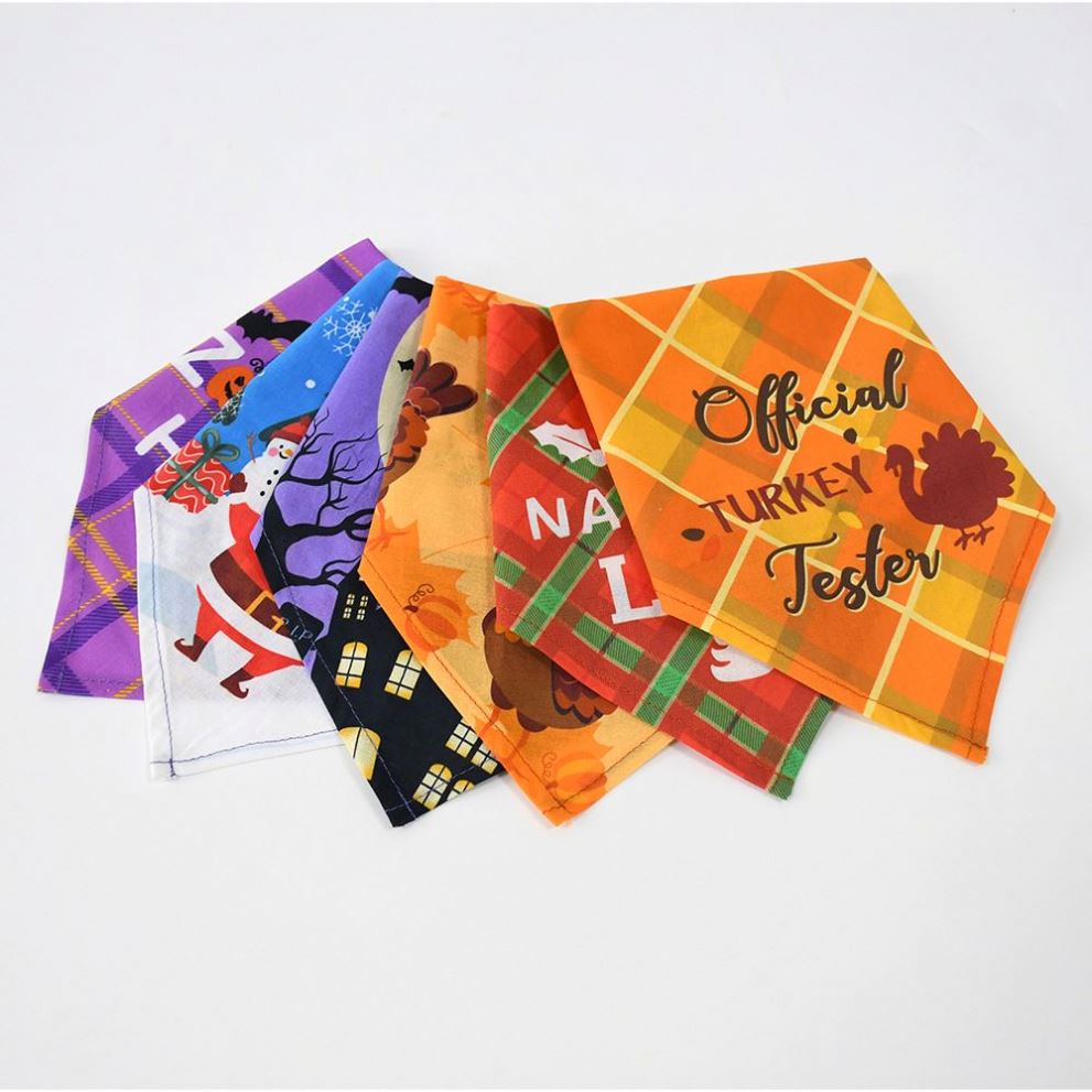 Stylish Cotton Pet Apparel Accessories Triangle Dog Drool Towel Bib Saliva Towel for Birthday Pet Clothes