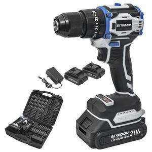 10MM Power Tool 100 Sets Impact Electric Drill Set 21V Wireless Cordless Electric Impact Brushless Battery Drill