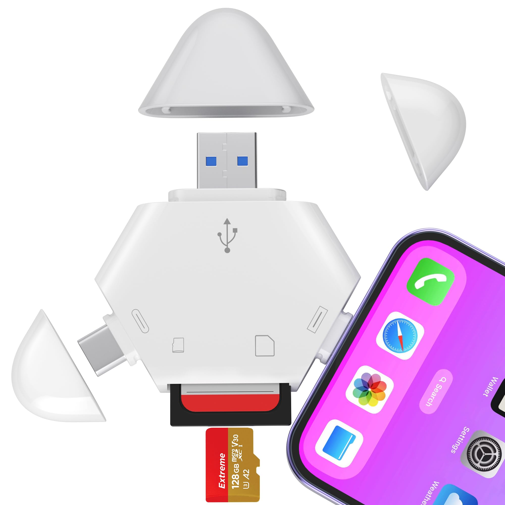 Shenzhen Ankebo Technology Co., Ltd. Triangle USB Type C Memory Card Reader for iPhone 15/iPad USB to SD Card Adapter Supports SD/Tf Card Trail Game Camera Viewer