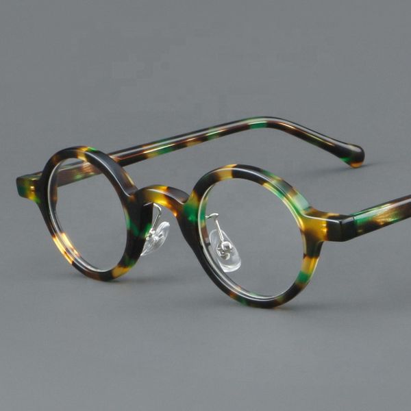 5825 Vintage Floral Frame Acetate Round Eyewear Women Retro Small Eyeglasses Frames