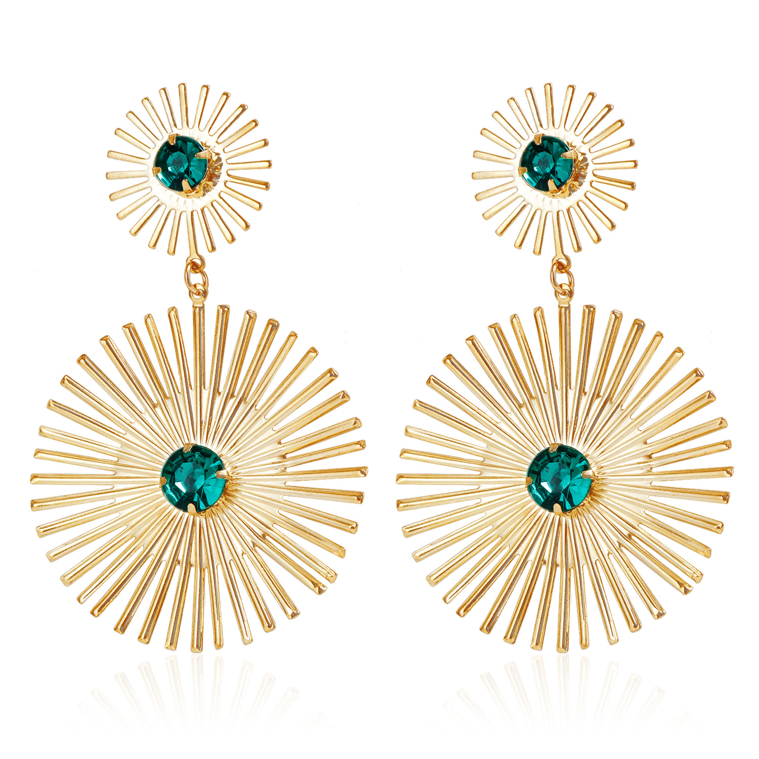 Wuhan Jolie Trading Co., Ltd. Exquisite hollowed out metal blue diamond earrings with a high-end temperament simple and cool style earrings