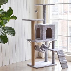 Manufacturer Cat Toy House Climbing Frame Cute Luxury Cat Tree with Scratcher Sisal Wood Pet Tree Tower