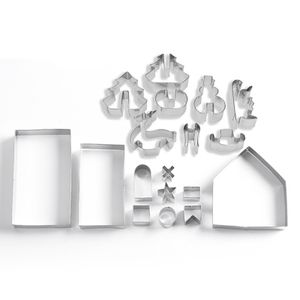Factory Selling Kitchen Baking 3D Cookie Moulds Biscuit Mold Kids Set Christmas Cookie Cutter for Gingerbread House Kit
