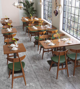 High quality  wood dining chair Custom Restaurant furniture solid wood PU leather sofa booth seating dining chair and table set
