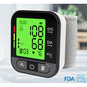 FDA Smart blood pressure monitor wrist type, 2 users, 2*99 memories, CE-MDD, CN-CFDA/NMPA