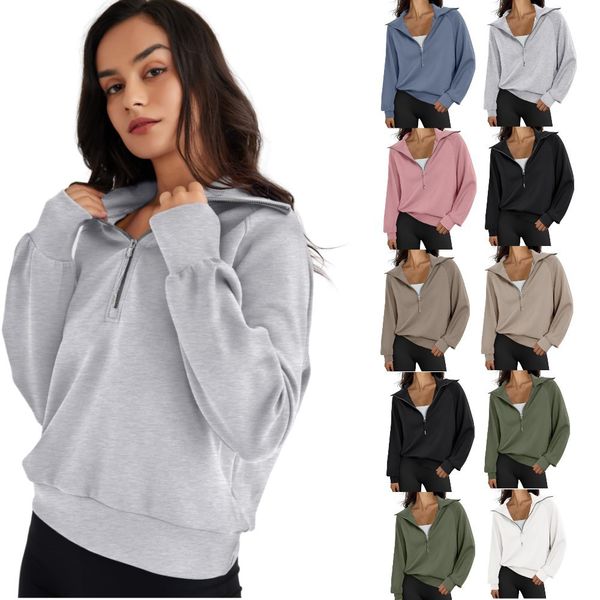 Autumn 2024 Quarto-Hoodie Women's Sweatshirt Long Sleeve Pullover with Half Zipper Turtleneck V-Neck for Winter ODM Supply