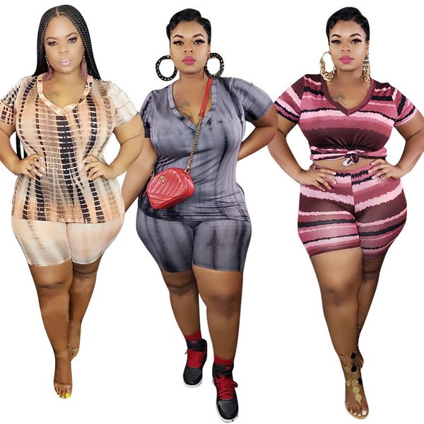 plus size women's sets tie dye 5XL summer shorts plus size short set for women plus size women clothing
