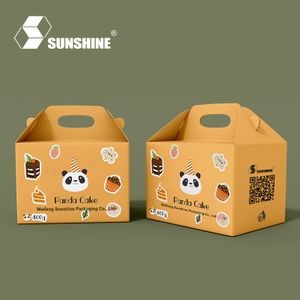 Custom Printed Cardboard Sushi Takeaway Food Packaging Snack Paper Kid Candy Cake Bakery Mochi Donut Waffle Box With Handle