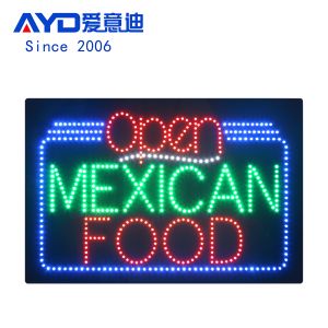 Led Open MEXICAN FOOD  Signboard Led Flashing Displays for Food Restaurant 24*35 Inch Super Bright Sign