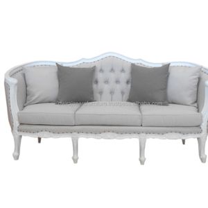 Wooden Living Room Furniture - Mahogany Furniture Indonesia - Classic French Furniture Sofa 3 Seaters